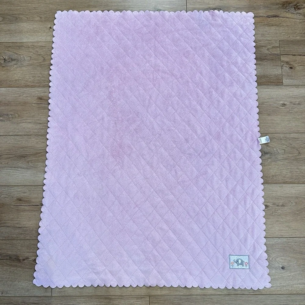 Child of Mine by Carter's Pink Gray Elephant Baby Blanket‎ Lovey Scalloped Edge